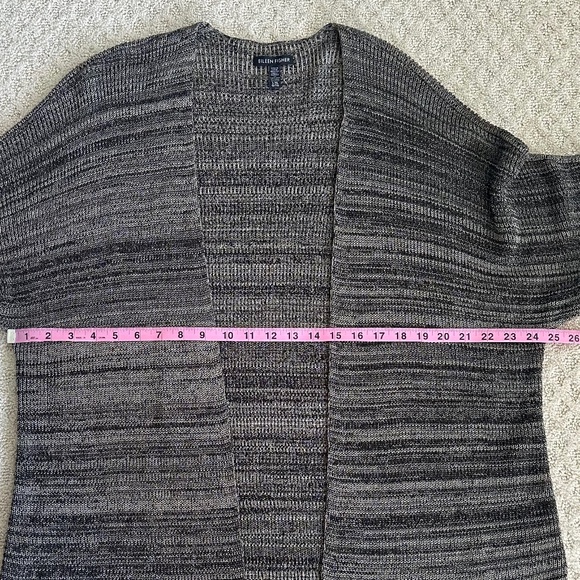Eileen Fisher Sleek Tencel Knit Kimono Cardigan Sweater Black/Natural Size L/XL - Picture 14 of 14
